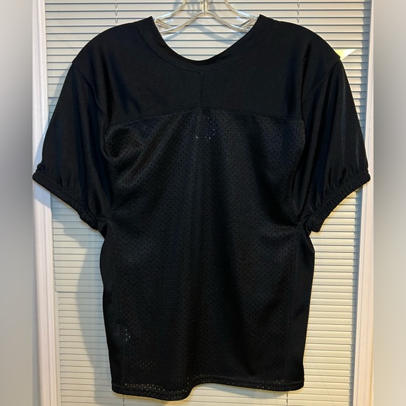 NIKE Football Jersey Boy's L Meshed ‎ Solid Black White Swoosh - Picture 2 of 7